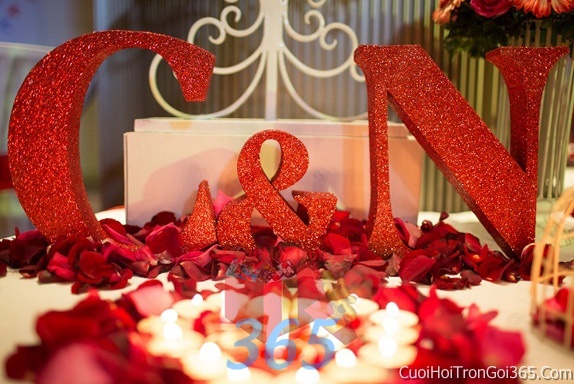 Cắt dán chữ mốp xốp màu đỏ cho lễ tân hôn trang trí nhà tiệc ngày đám cưới  CDC26 thuộc Cắt dán chữ mốp xốp | Trang trí nhà đám cưới trọn