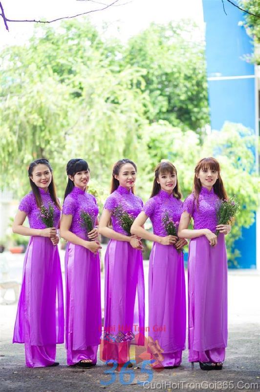 dịch vụ cưới hỏi trọn gói - Cho thuê đội ngũ bưng mâm quả nữ trong trang phục áo dài mới đẹp hiện đại  BQNU56