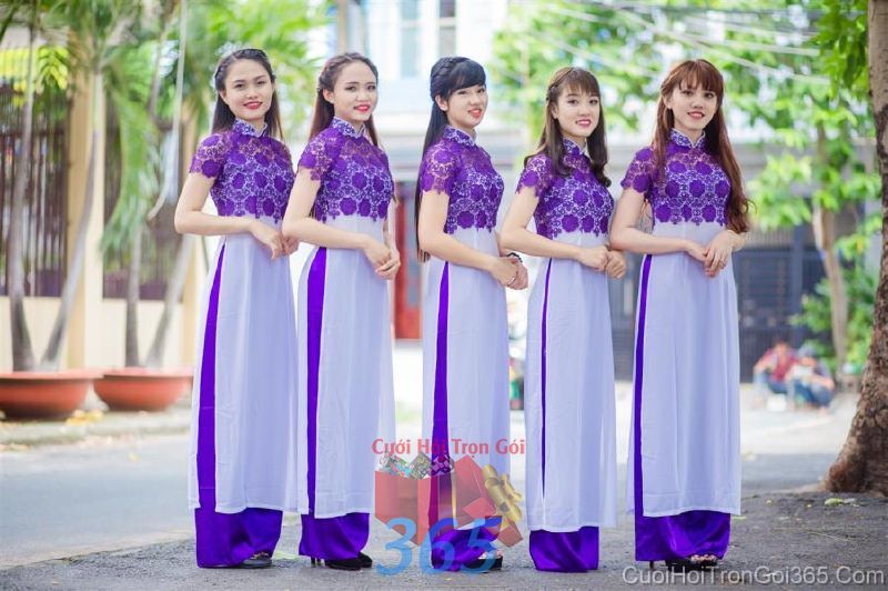 dịch vụ cưới hỏi trọn gói - Cho thuê đội ngũ bưng mâm quả nữ trong trang phục áo dài mới đẹp hiện đại  BQNU61