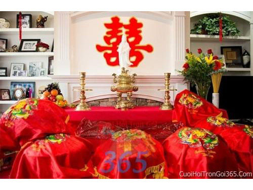 Mâm quả cưới hỏi trọn gói làm nghi lễ đính hôn, đám cưới rước dâu MQ08 : Mẫu cưới hỏi trọn gói 365 của công ty dịch vụ trang trí nhà tiệc cưới hỏi đẹp rẻ uy tín ở tại quận Tân Phú Sài Gòn TPHCM Gò Vấp