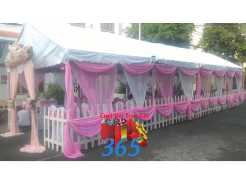 Shop dịch vụ cưới hỏi cưới hỏi 365 | công ty, shop cưới hỏi: trang trí nhà đám cưới, bàn thờ gia tiên, cắt dán chữ; cổng hoa tươi, cổng hoa vải, hoa cầm tay, hoa để bàn, hoa trang trí ngày cưới; mâm quả cưới hỏi, nhân sự bưng quả ; cho thuê bàn ghế, nhà bạt, khung rạp - Rạp cưới voan hồng ngọt ngào ngày cưới