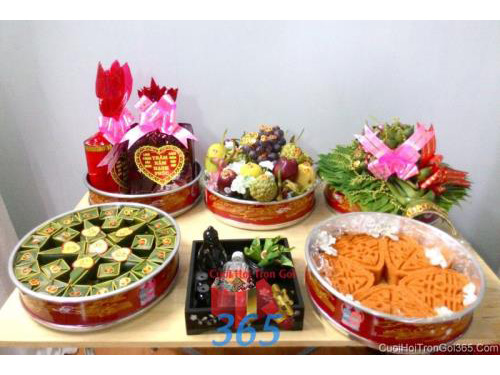 Mâm quả cưới hỏi tổng hợp 6 quả trọn gói tươi ngon làm lễ vật đính hôn, đám  MQ42 : Mẫu cưới hỏi trọn gói 365 của công ty dịch vụ trang trí nhà tiệc cưới hỏi đẹp rẻ uy tín ở tại quận Tân Phú Sài Gòn TPHCM Gò Vấp